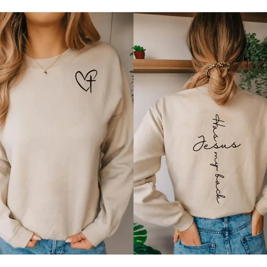 Jesus Has My Back Sweatshirt Lightweight Breathable Fabric